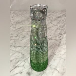 Green Coated Stainless Steel Water Bottle 18 oz Swarovski Crystals Bling 💎